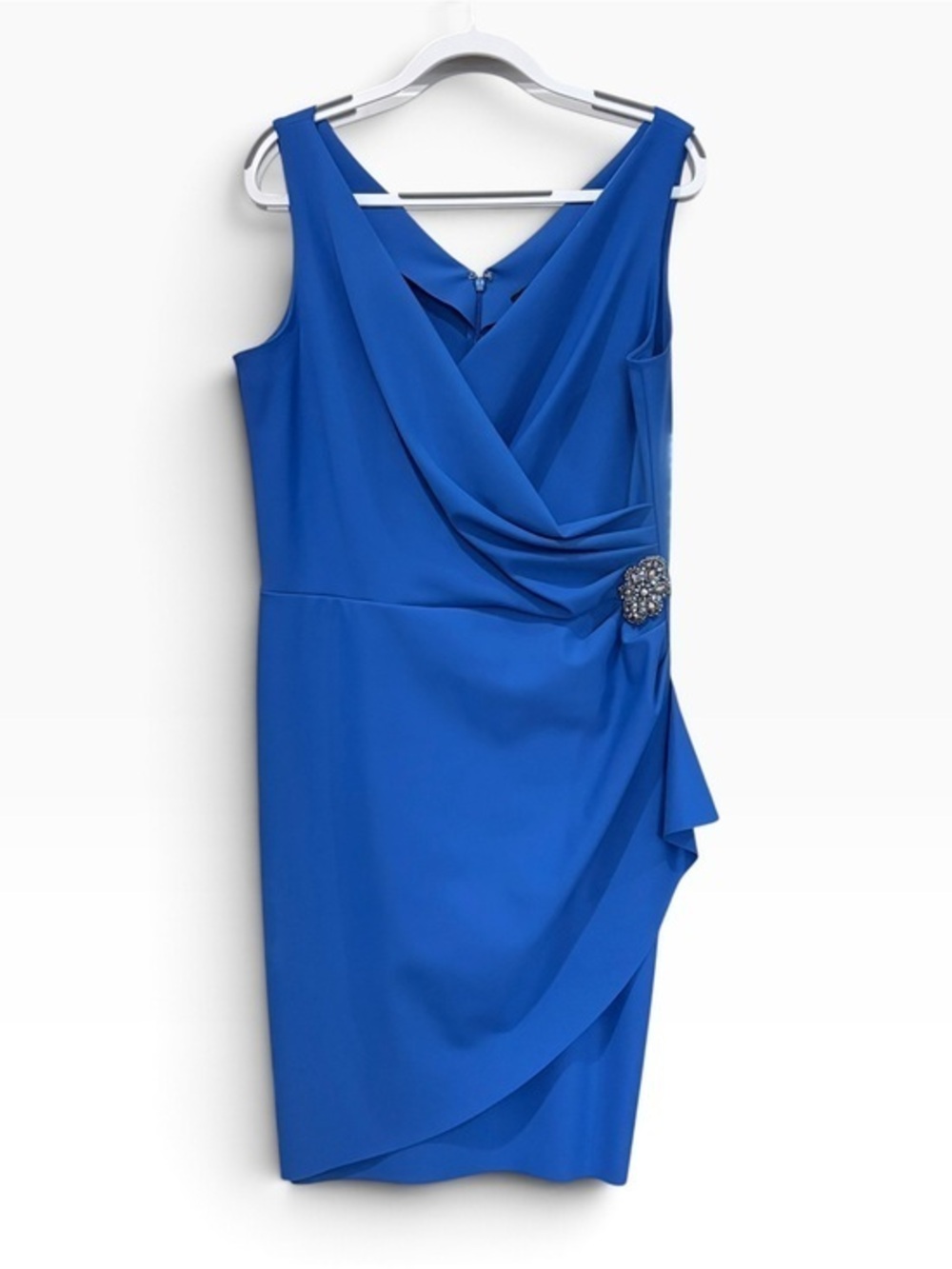 Alex Evenings 134005 SmoothFit Ruched Cocktail Dress Royal Blue Size 16